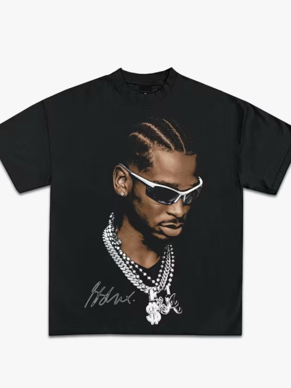 Black Short-Sleeve Graphic Crewneck Tee
